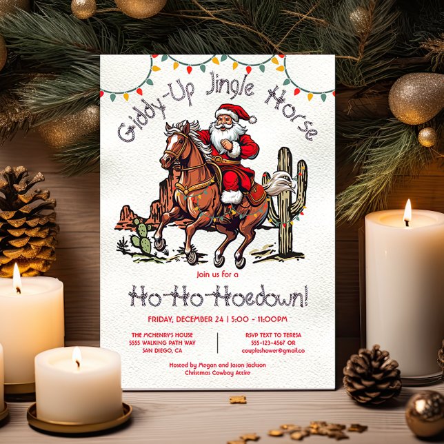 Invitation Jingle Horse Père Noël Fête Noël Hoedown Party (Créateur téléchargé)