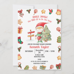 Invitation Jingle Jangle Little Elf, Baby shower de Noël