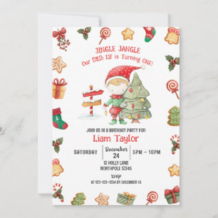 Invitation Jingle Jangle Little Elf, Noël 1er anniversaire
