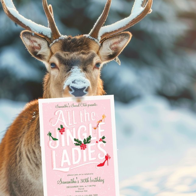 Invitation Jingle Ladies Night Out Moderne Pink Pastel Holida (Jingle Ladies Night Out Modern Pink Pastel Holiday Invitation )