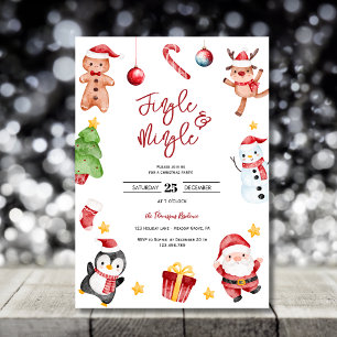 Invitation Jingle & mêler l'aquarelle fête de Noël