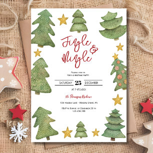 Invitation Jingle & mêler l'aquarelle fête de Noël