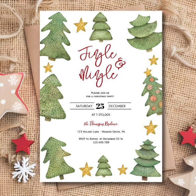 Invitation Jingle & mêler l'aquarelle fête de Noël (Créateur téléchargé)