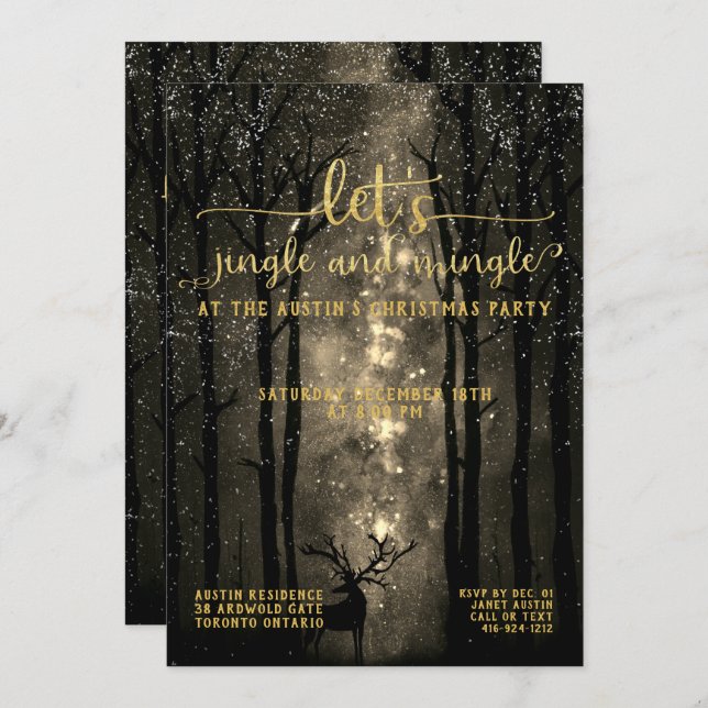 Invitation Jingle & Mingle Celestial Woodland Fête (Devant / Derrière)