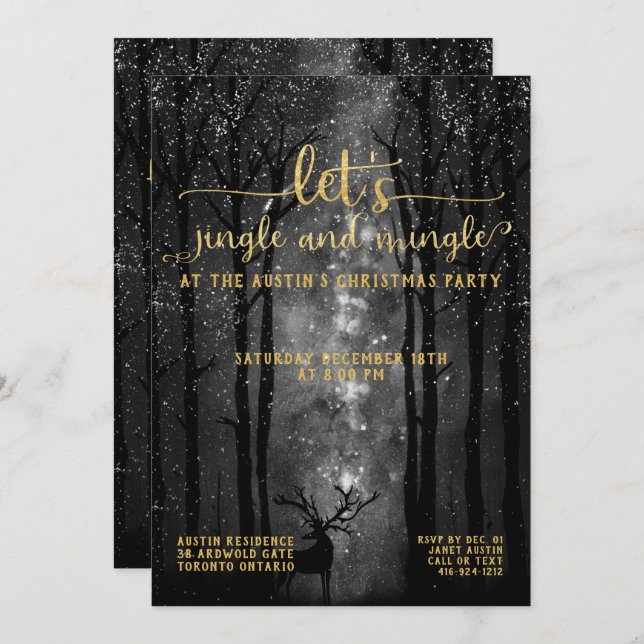 Invitation Jingle & Mingle Celestial Woodland Fête (Devant / Derrière)