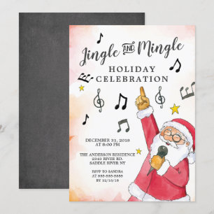 Invitation Jingle Mingle chanter Père Noël Holiday Party