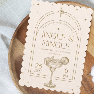 Invitation Jingle & Mingle Cocktail Vintage Noël
