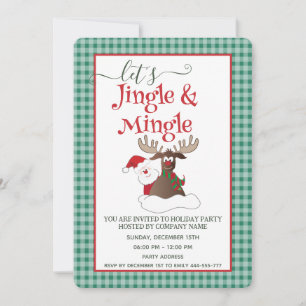 Invitation Jingle Mingle drôle Père Noël reindeer fête