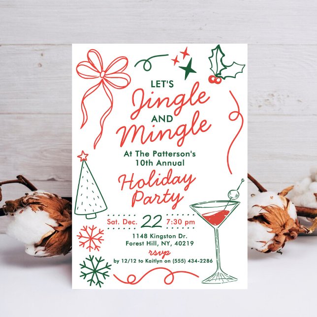 Invitation Jingle & Mingle | Fête de Cocktail de Fêtes (Créateur téléchargé)
