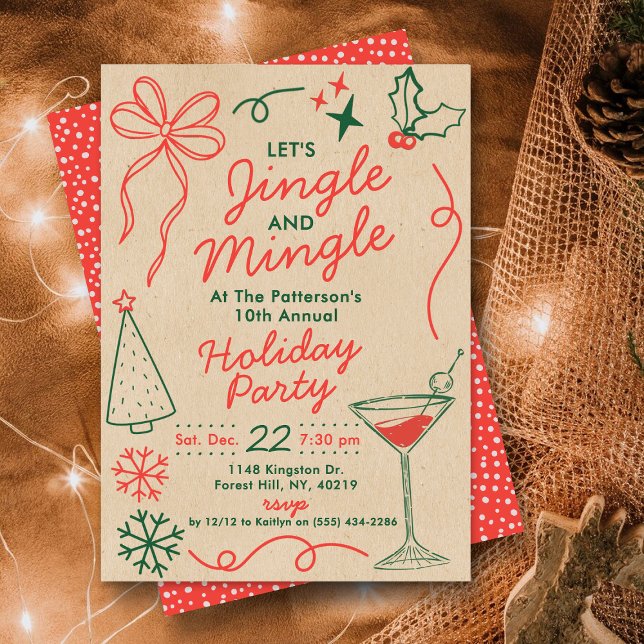 Invitation Jingle & Mingle | Fête de Cocktail de Fêtes (Créateur téléchargé)