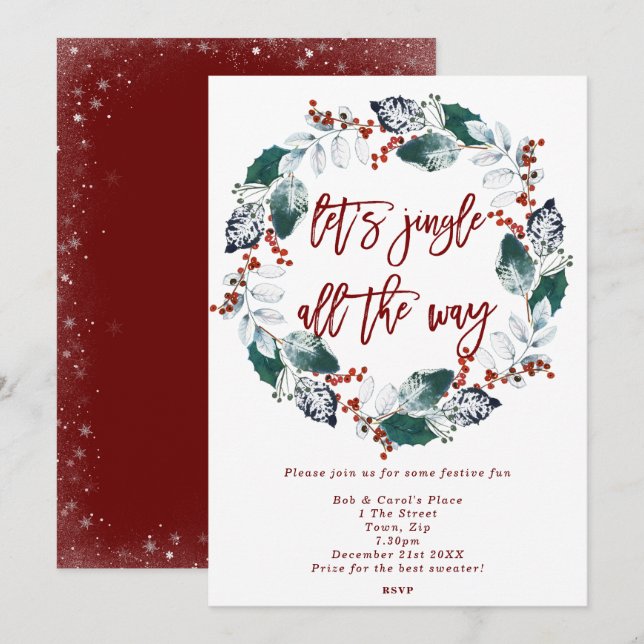 Invitation jingle & mingle fête de la couronne florale (Devant / Derrière)