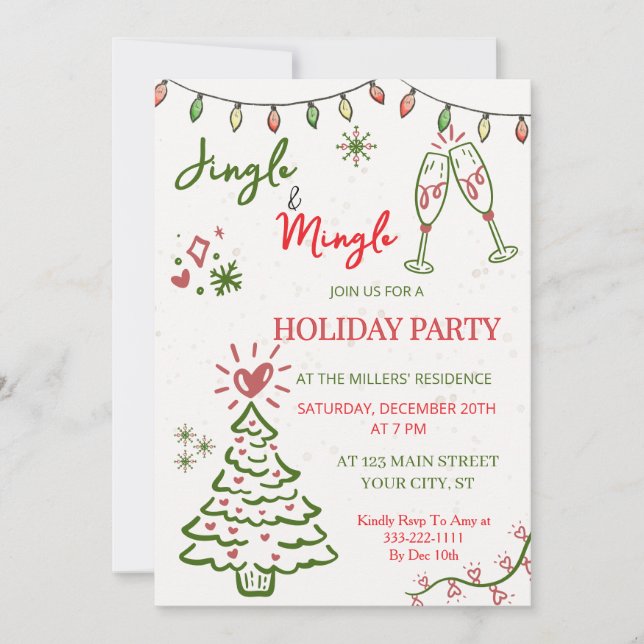 Invitation Jingle & Mingle Fête de Noël  (Devant)