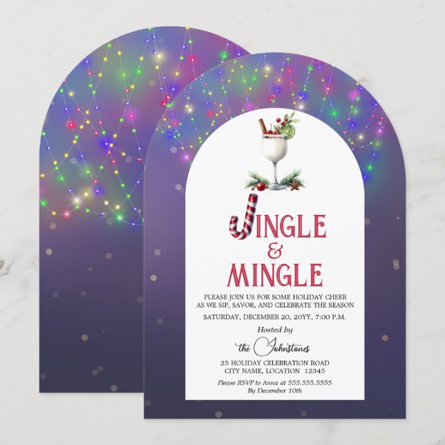 Invitation Jingle & Mingle Fête de Noël des Fêtes (Devant / Derrière)