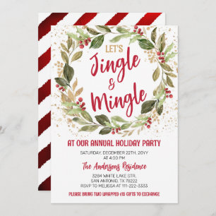 Invitation Jingle & Mingle Fête de Noël Dîner de Noël