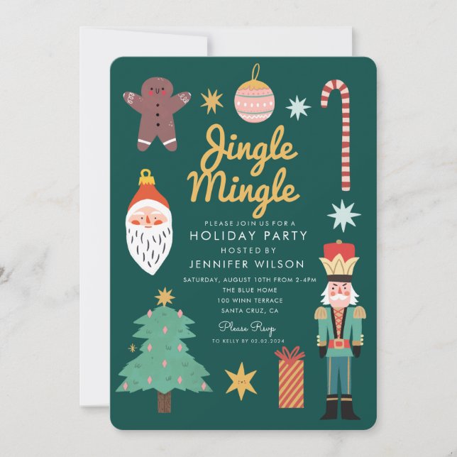 Invitation Jingle Mingle Merry Whimsical Fête de vacances (Devant)