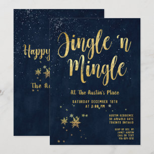 Invitation Jingle Mingle Navy Gold Calligraphy
