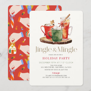 Invitation Jingle & Mingle Noël Boissons Fête de Noël