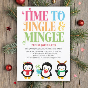 Invitation Jingle & Mingle Penguin Fun Christmas Party