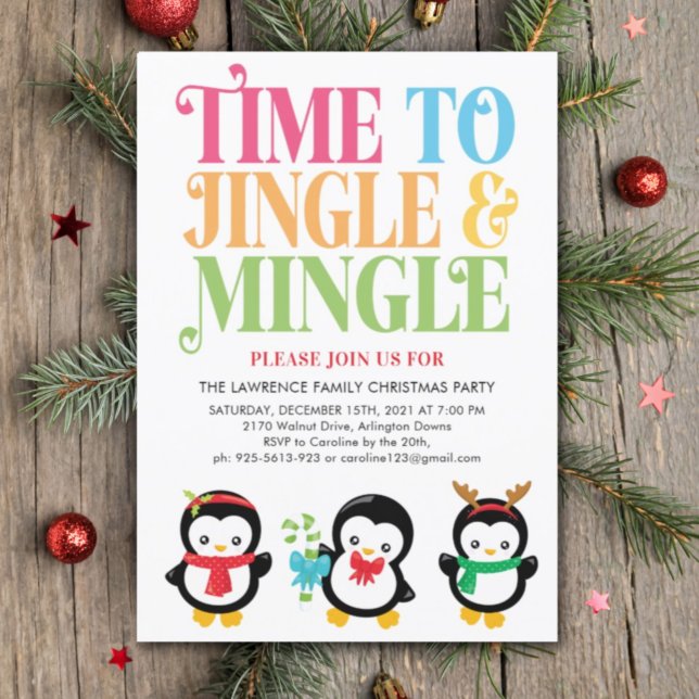 Invitation Jingle & Mingle Penguin Fun Christmas Party (Créateur téléchargé)