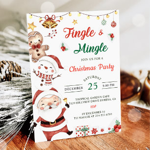 Invitation Jingle & Mingle Père Noël Christmas Party