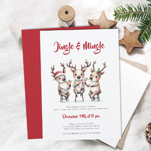 Invitation Jingle Mingle Reindeer Cocktails Noël