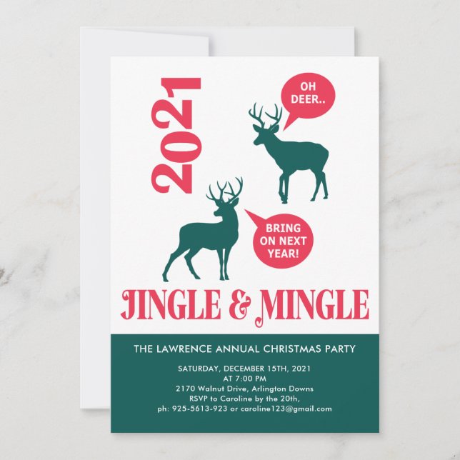 Invitation Jingle & Mingle Reindeer Fun de Noël (Devant)