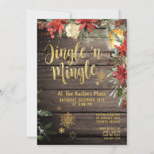 Invitation Jingle & Mingle Rustic Gold Calligraphy Party