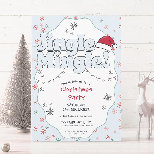 Invitation Jingle Mingle Soirée de Noël Rétro  (Créateur téléchargé)