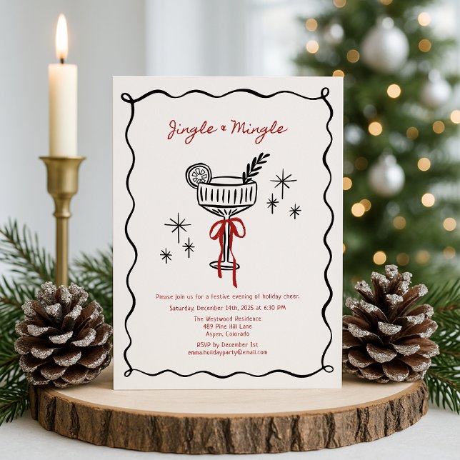 Invitation Jingle & Mingle – Une soirée cocktail de Noël  (Créateur téléchargé)