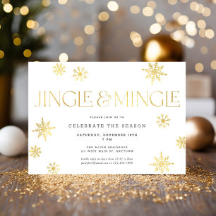 Invitation Jingle & Mingle White Gold Snowflake