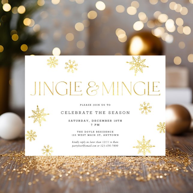 Invitation Jingle & Mingle White Gold Snowflake (Créateur téléchargé)