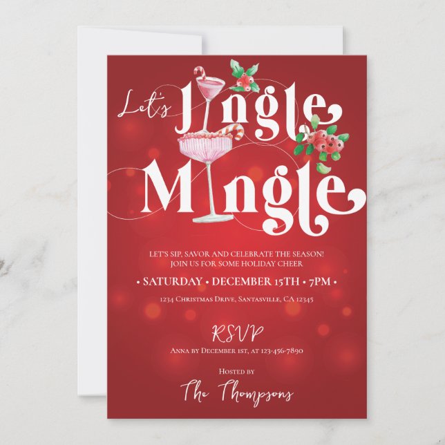 Invitation Jingle Mingle Xmas Fête de Noël (Devant)