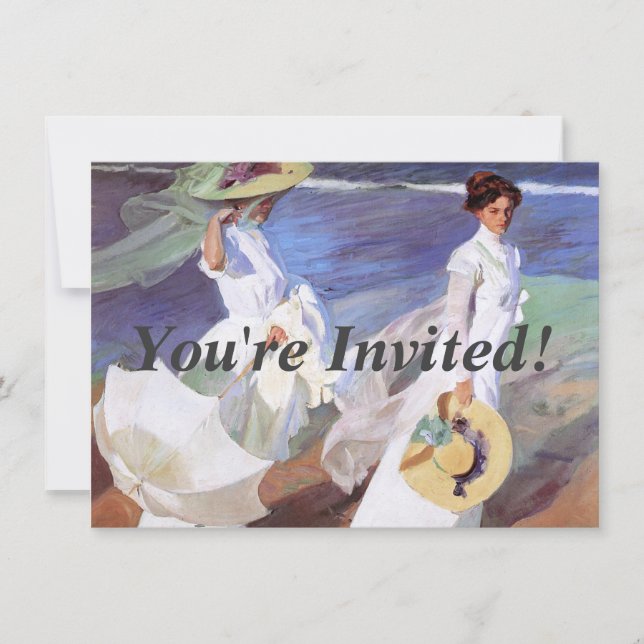 Invitation Joaquin Sorolla Femmes Promenade Plage (Devant)