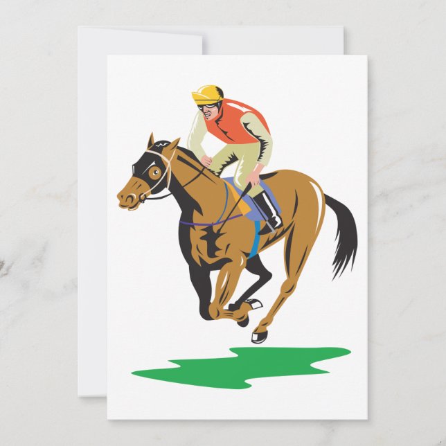 Invitation Jockey de course de chevaux au galop (Devant)