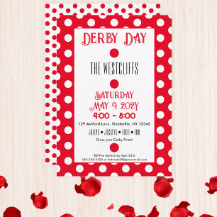 Invitation Jockey Dots en soie Rouge et blanc Derby