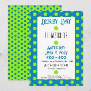 Invitation Jockey Soies Points Verts et Bleus Derby