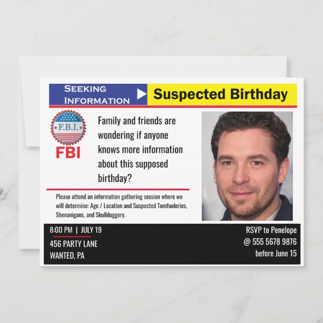 Invitation Joe Biden Anniversaire Bash : Infos Suspect Recher (Devant)