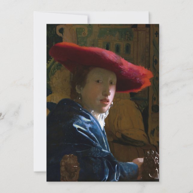 Invitation Johannes Vermeer - Fille avec un Casquette rouge (Devant)