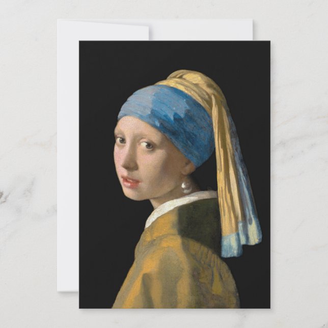Invitation Johannes Vermeer - Fille avec une oreille perle (Devant)