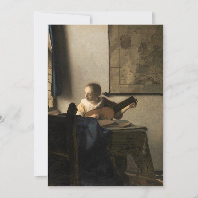 Invitation Johannes Vermeer - Jeune femme avec un trait (Devant)