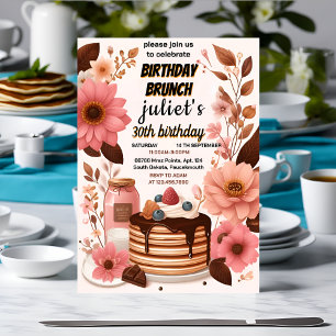 Invitation joie crêpe de beigne adulte rose Brunch 30e annive