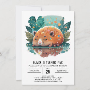Invitation Joie d'anniversaire capybara fantaisiste
