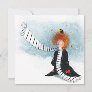 Invitation Joie dans la neige – Fille fantaisiste d'hiver