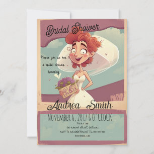 Invitation Joie et Amusement avec une Fête des mariées amusan
