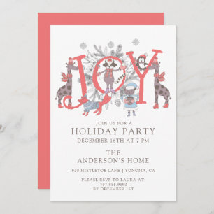 Invitation Joie Noël Fête Animaux Fête Fête