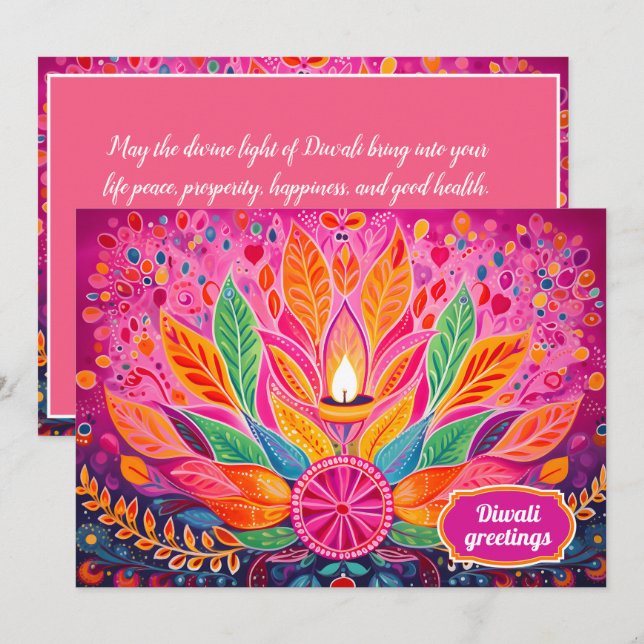 Invitation Joie radieuse de Diwali (Devant / Derrière)