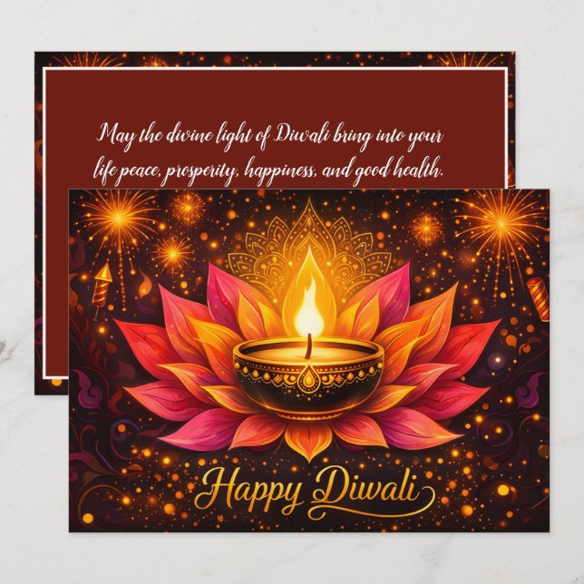 Invitation Joie radieuse de Diwali (Devant / Derrière)