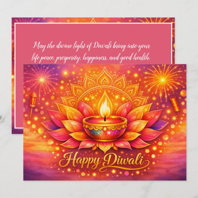 Invitation Joie radieuse de Diwali (Devant / Derrière)