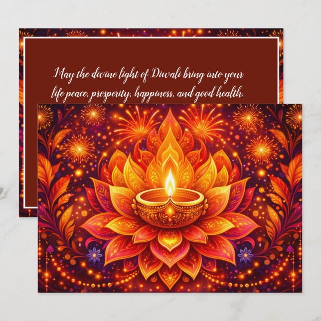 Invitation Joie radieuse de Diwali (Devant / Derrière)