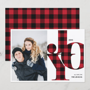 Invitation Joie   Red Buffalo Plaid Photo Holiday